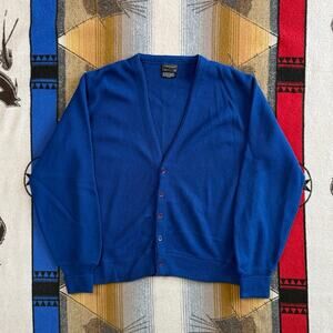 Vintage 70s/80s Men’s Towncraft JCPenney Cardigan Knit Sweater Size Medium Blue